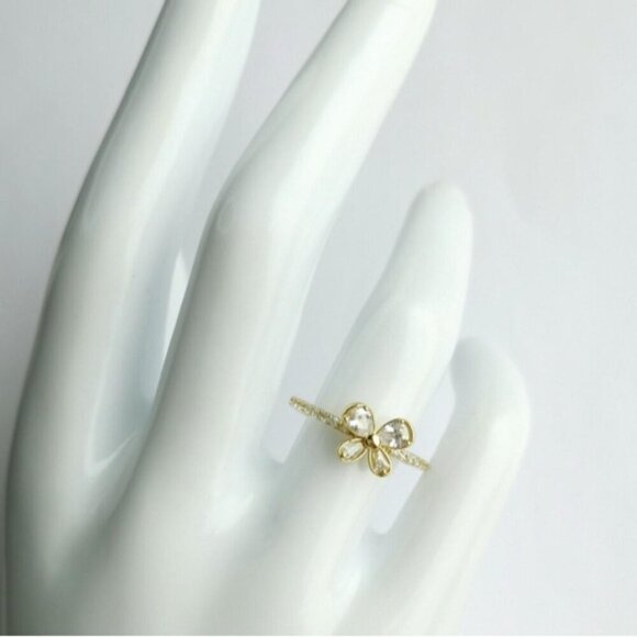 Butterfly Ring in CZ and Sterling Silver 14k gold overlay size 6 🆕 - Picture 7 of 7